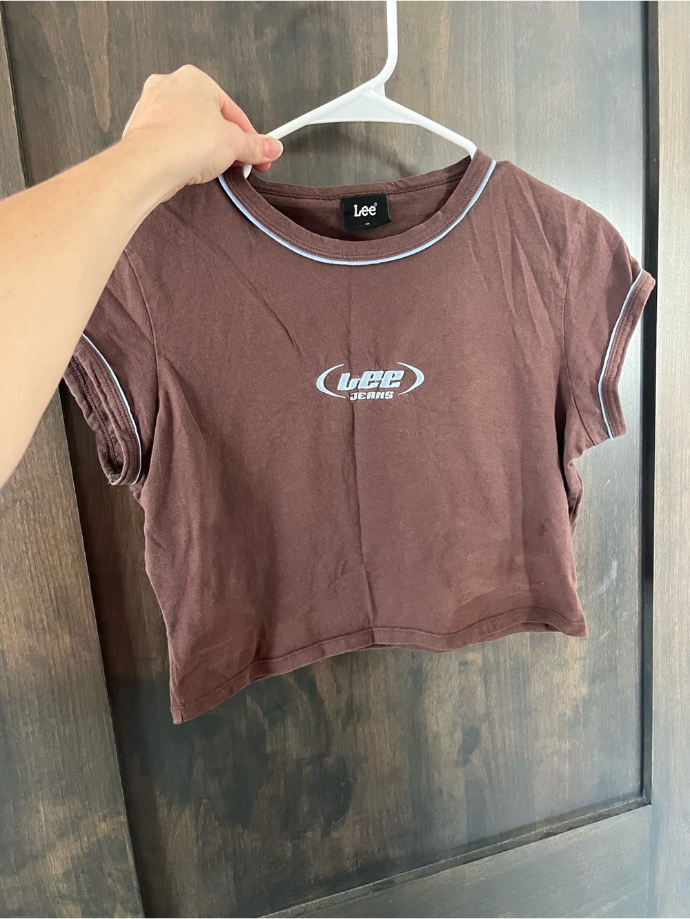 Lee Women's Brown Crop Tee with Contrast Trim